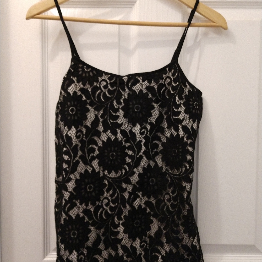 Black and white lace flower camisole from LOFT size small